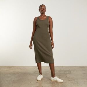 Everlane 90’s Rib Tank Midi Olive Green Organic Cotton Size Medium Dress